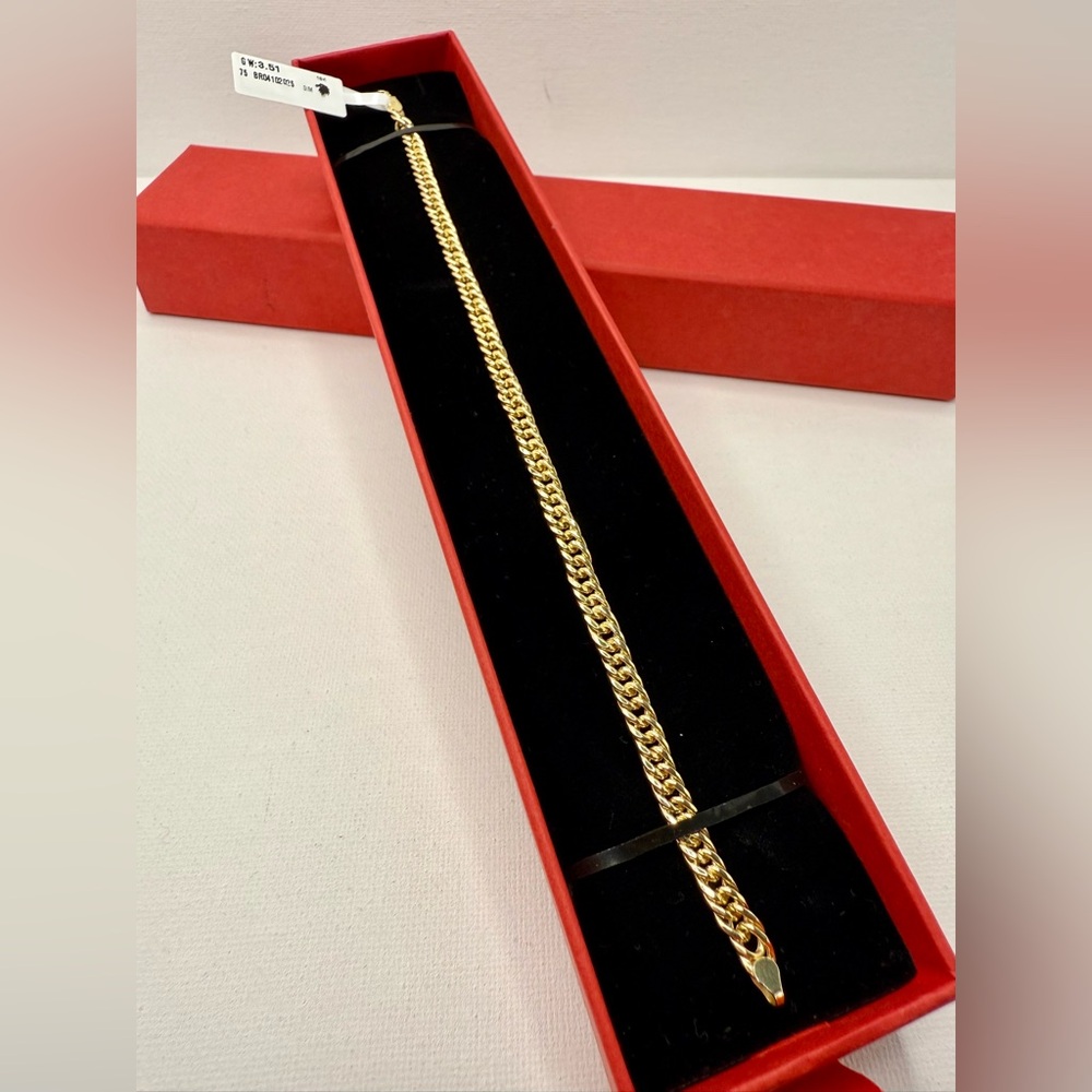 18K Genuine Gold Curb Link Chain Bracelet 8" (4.6mm) - Picture 11 of 14